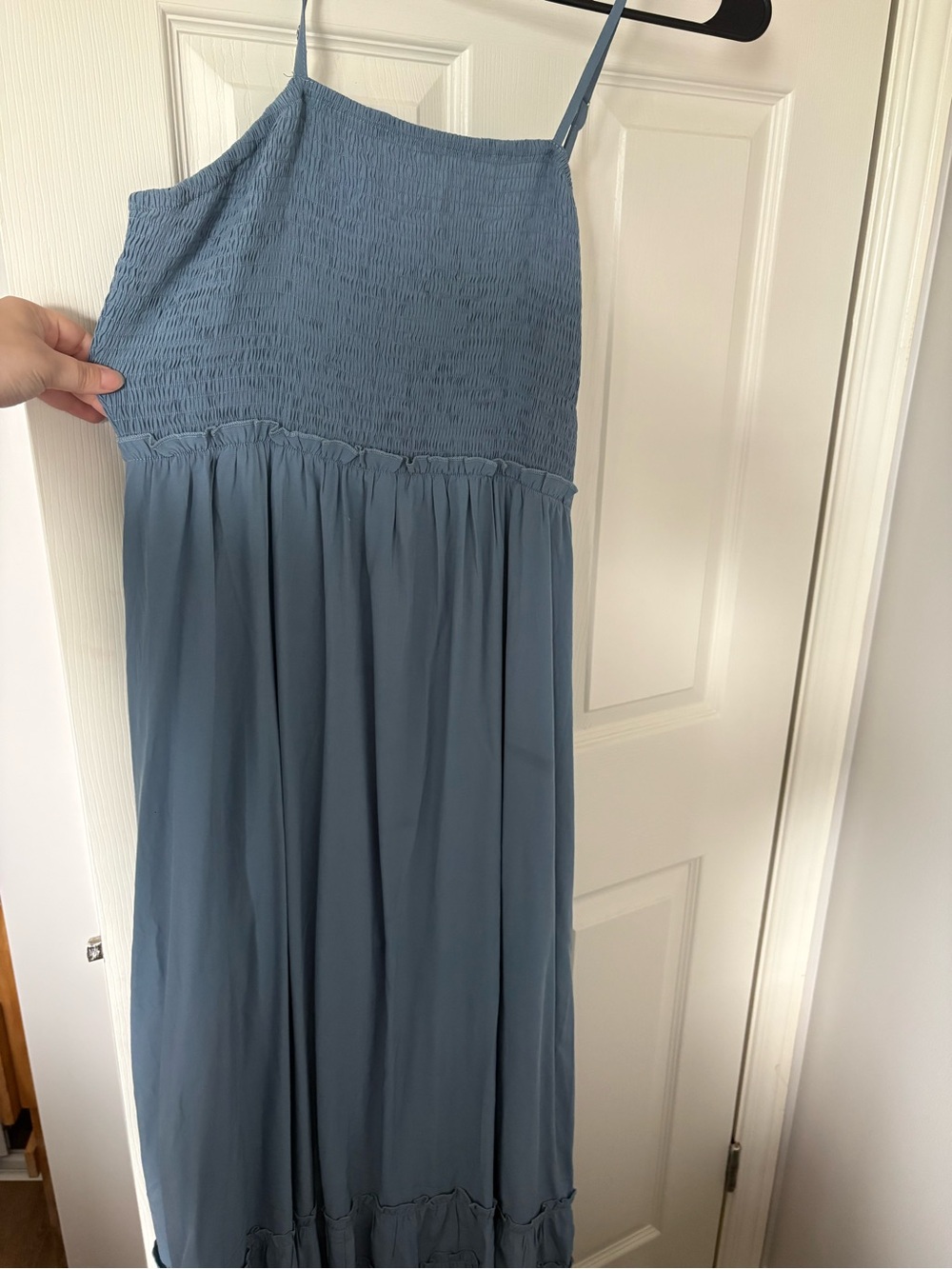 Blue Smocked Maxi Skirt with Spaghetti Straps